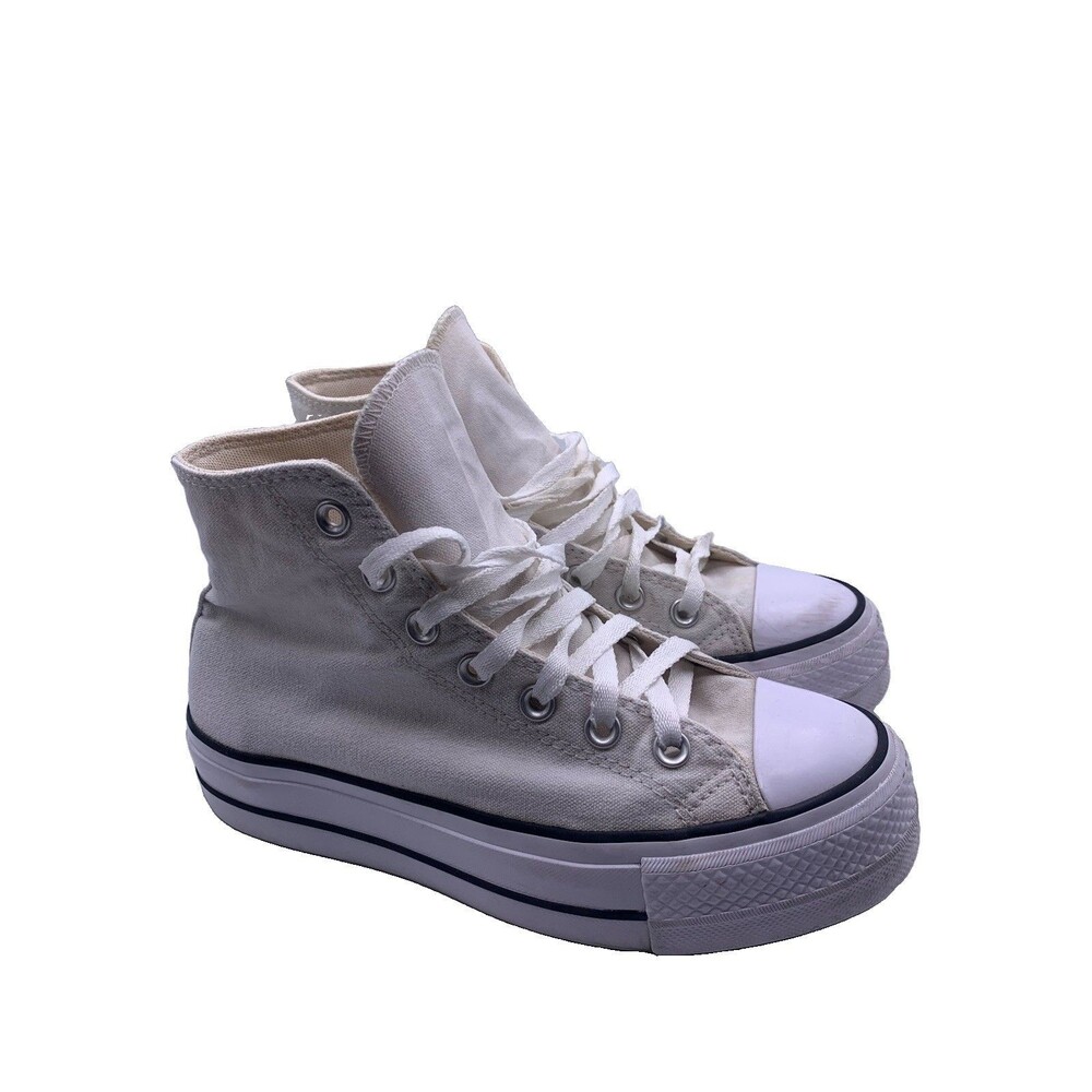 Converse CTAS Lift Platform Canvas Hi Women Size 6.5 White Black Used 560846F